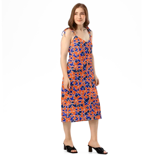 Navy Bloom Circuit on a Slip Dress