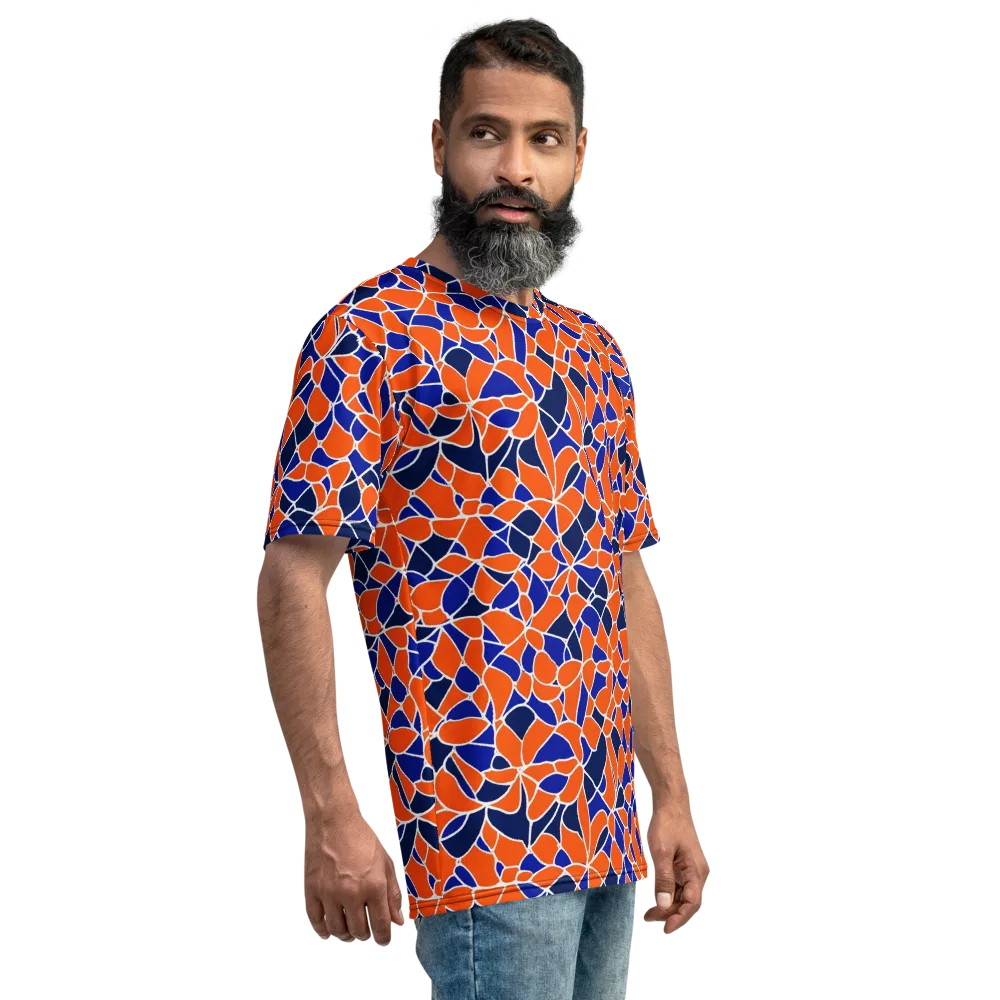 Navy Bloom Circuit on Men's Crew Neck T-Shirt — Right