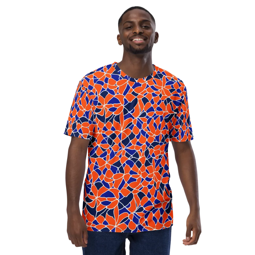 Navy Bloom Circuit on Men's Crew Neck T-Shirt — Front