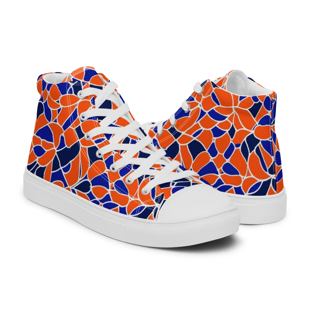 Navy Bloom Circuit on Men's High Top Canvas Shoes — Right