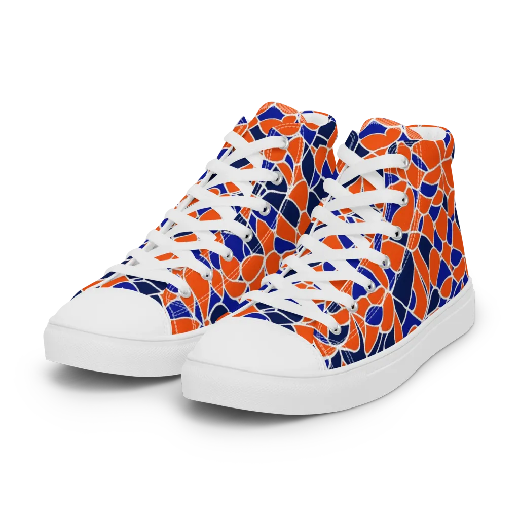 Navy Bloom Circuit on Women's High Top Canvas Shoes — Left Front