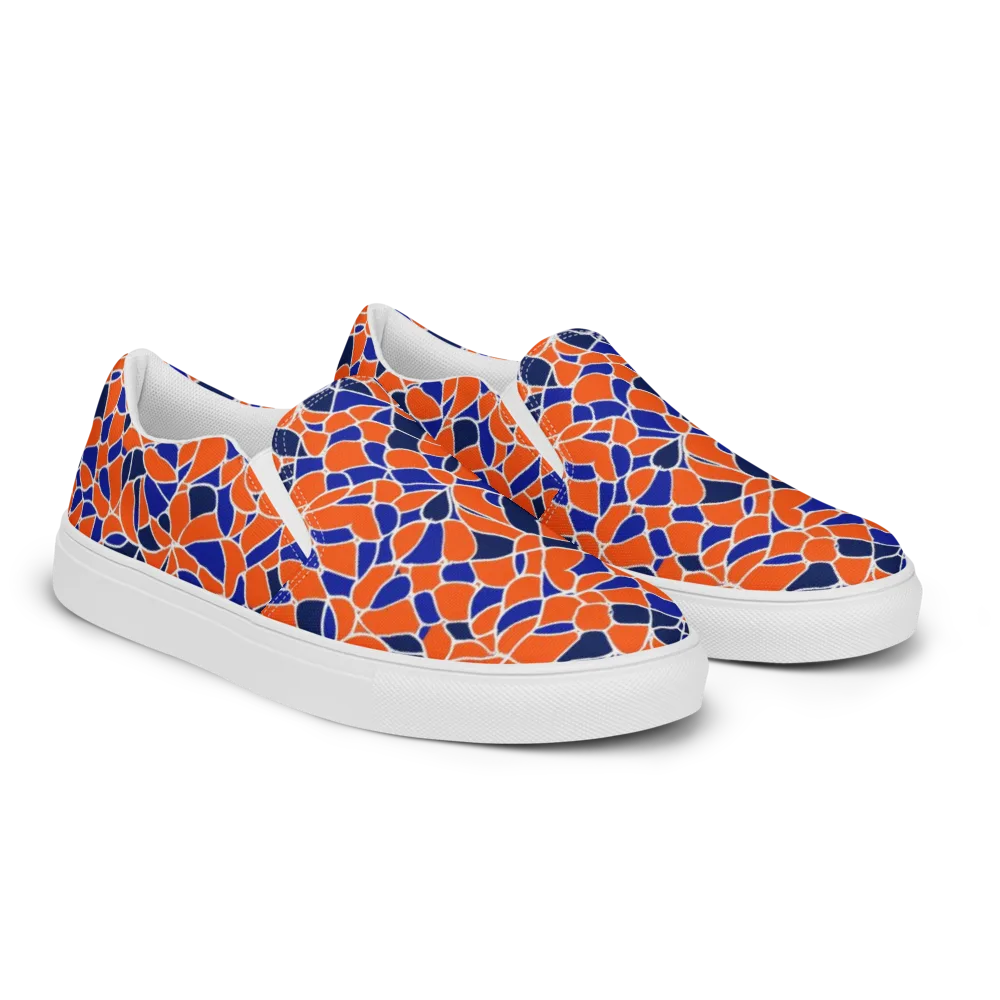 Navy Bloom Circuit on Men's Slip-On Canvas Shoes — Right Front