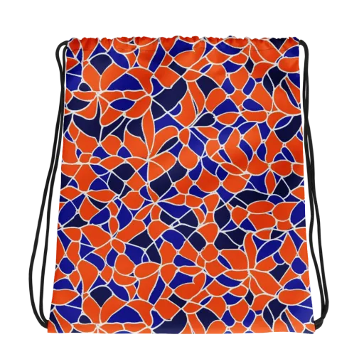 Navy Bloom Circuit on a Drawstring Bag