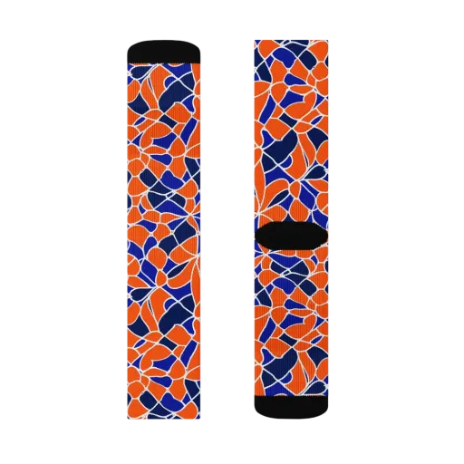 Navy Bloom Circuit on a Socks
