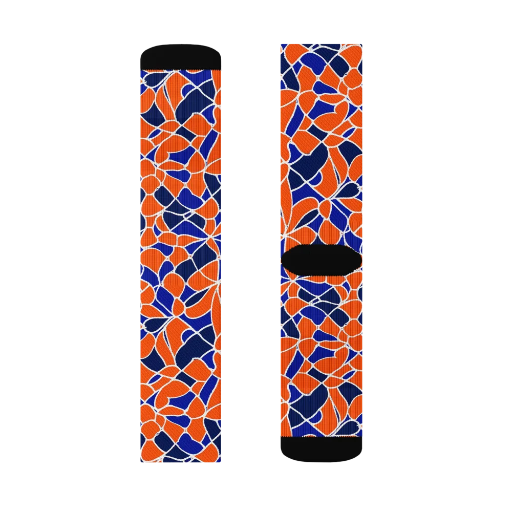 Navy Bloom Circuit on Socks — Right Sock