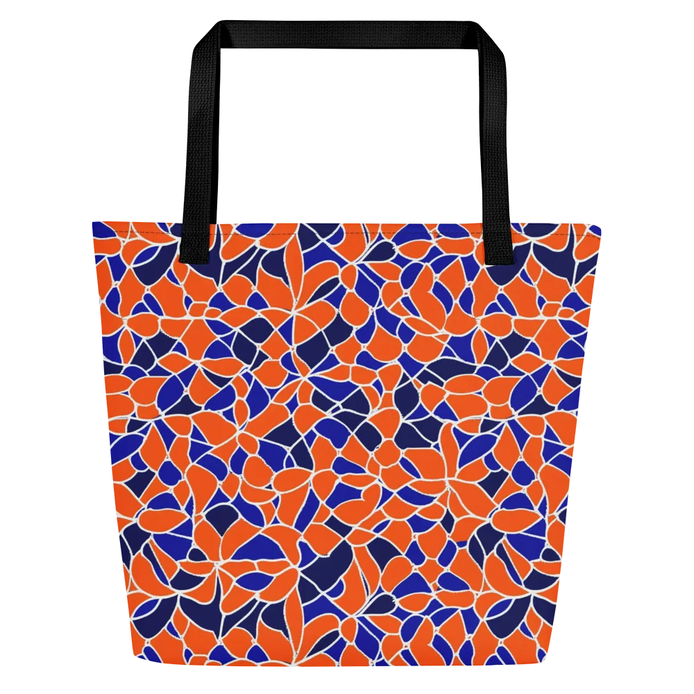 Navy Bloom Circuit on Large Tote Bag W/ Pocket — Front