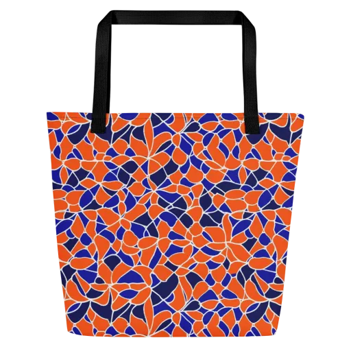 Navy Bloom Circuit on a Large Tote Bag W/ Pocket