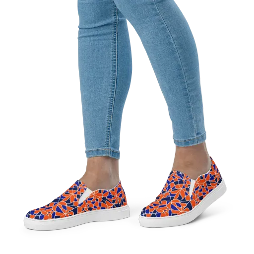 Navy Bloom Circuit on a Women's Slip-On Canvas Shoes