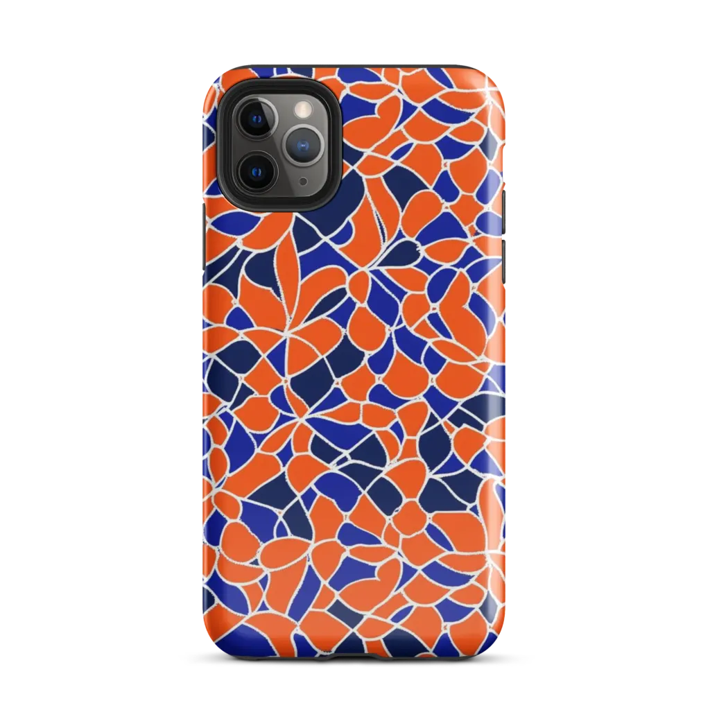 Navy Bloom Circuit on Tough Case for iPhone® — Front