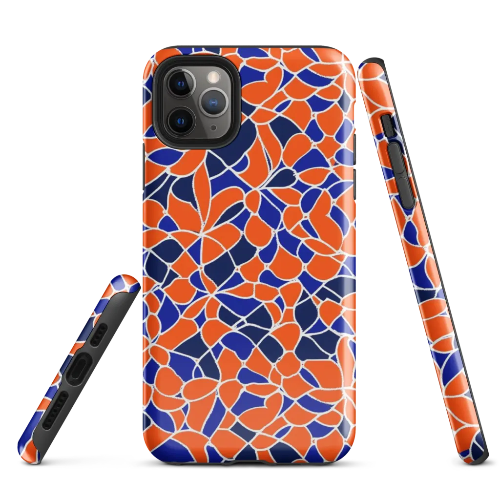 Navy Bloom Circuit on Tough Case for iPhone® — Front