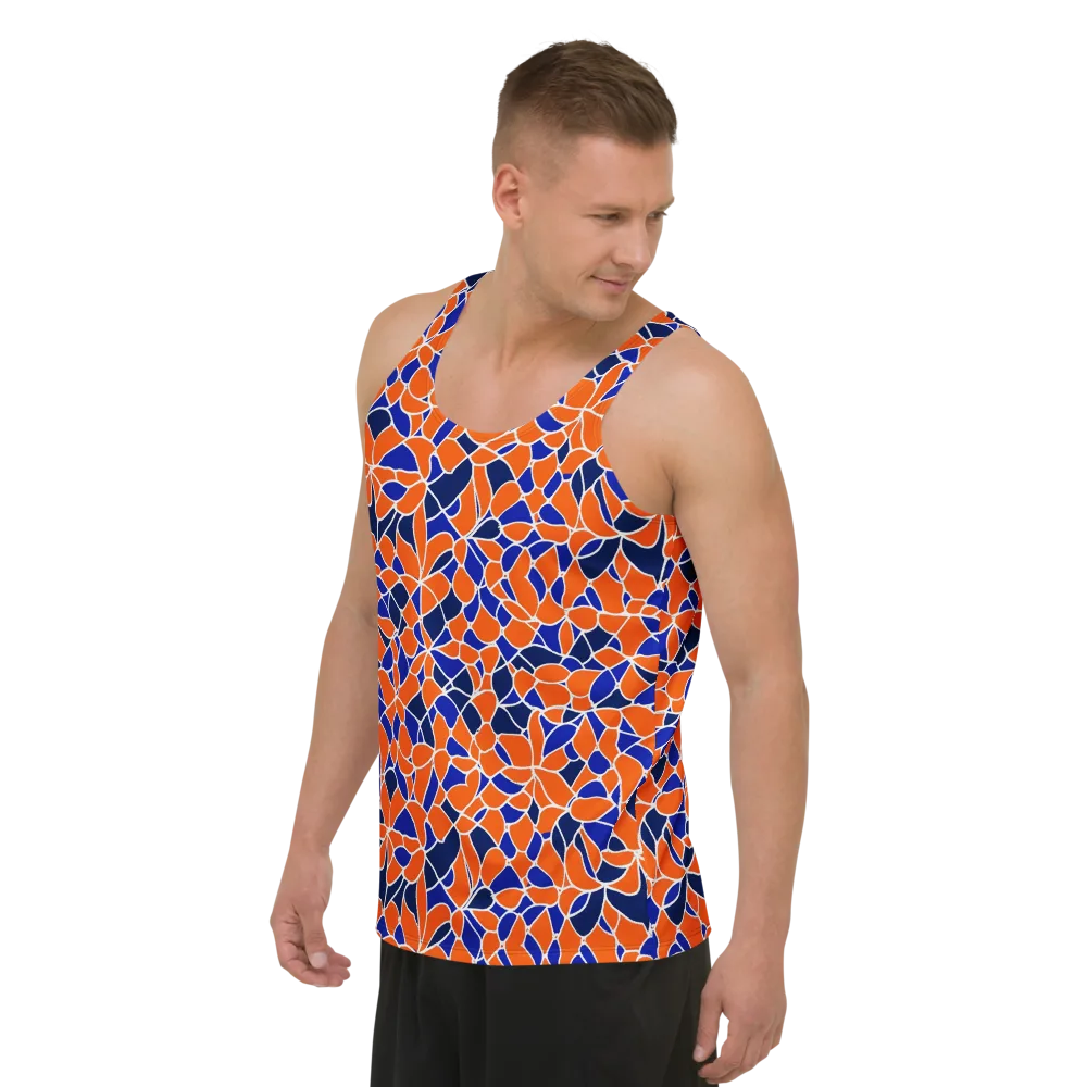 Navy Bloom Circuit on Men's Tank Top — Left Front