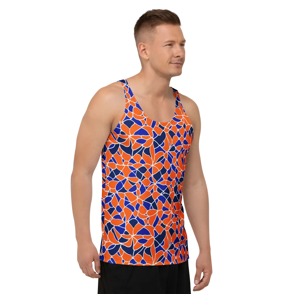 Navy Bloom Circuit on Men's Tank Top — Right Front