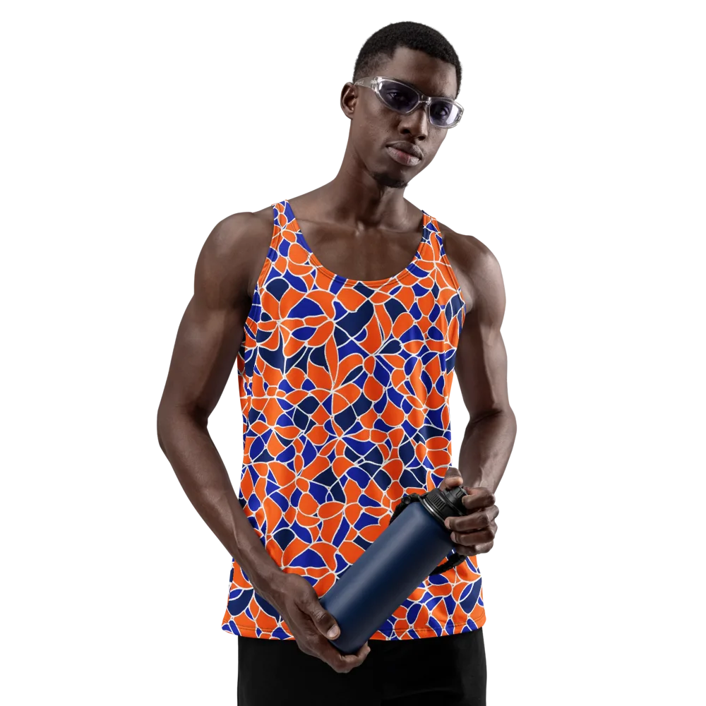 Navy Bloom Circuit on Men's Tank Top — Front