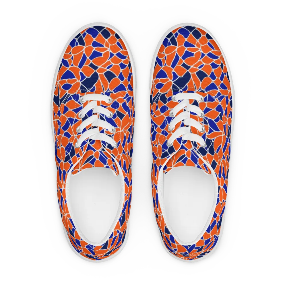 Navy Bloom Circuit on Men's Lace-Up Canvas Shoes — Front