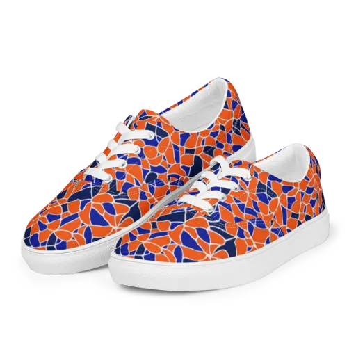 Navy Bloom Circuit on a Men's Lace-Up Canvas Shoes