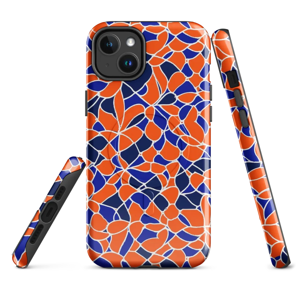 Navy Bloom Circuit on MagSafe Tough Case for iPhone® — Front