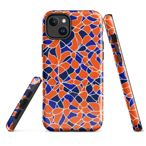 Navy Bloom Circuit on a MagSafe Tough Case for iPhone®