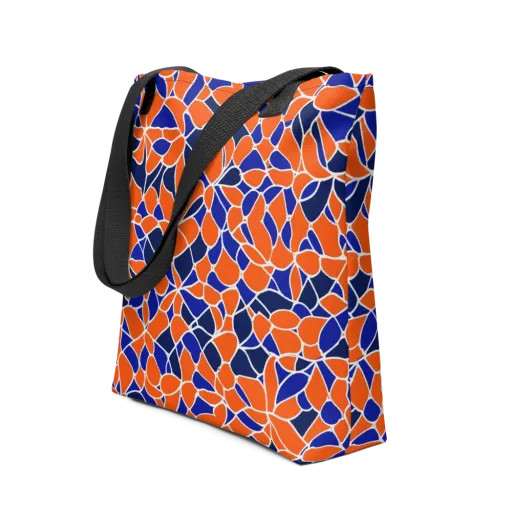 Navy Bloom Circuit on a Tote Bag