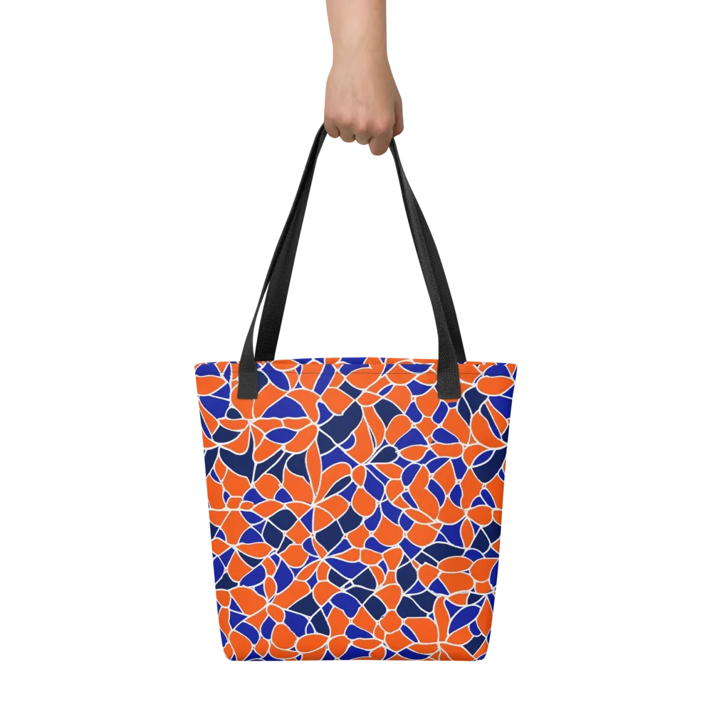 Navy Bloom Circuit on Tote Bag — Front