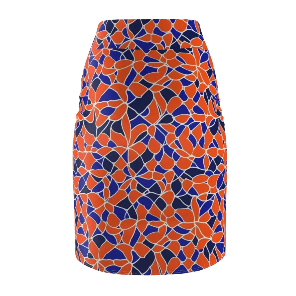 Navy Bloom Circuit on Pencil Skirt — Back