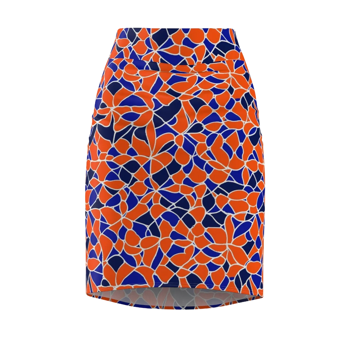 Navy Bloom Circuit on Pencil Skirt — Front