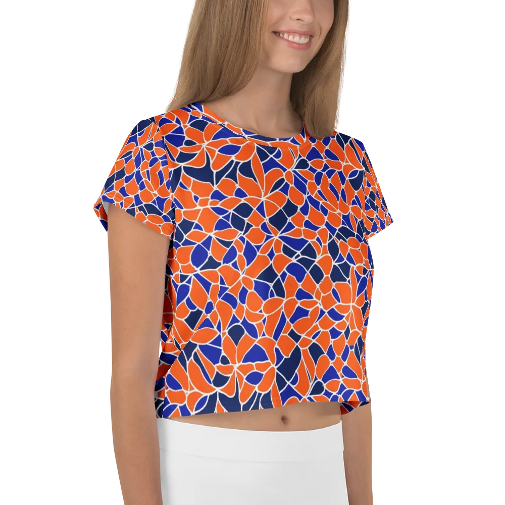 Navy Bloom Circuit on Crop Tee — Right