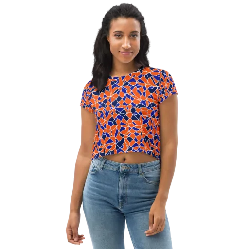 Navy Bloom Circuit on a Crop Tee