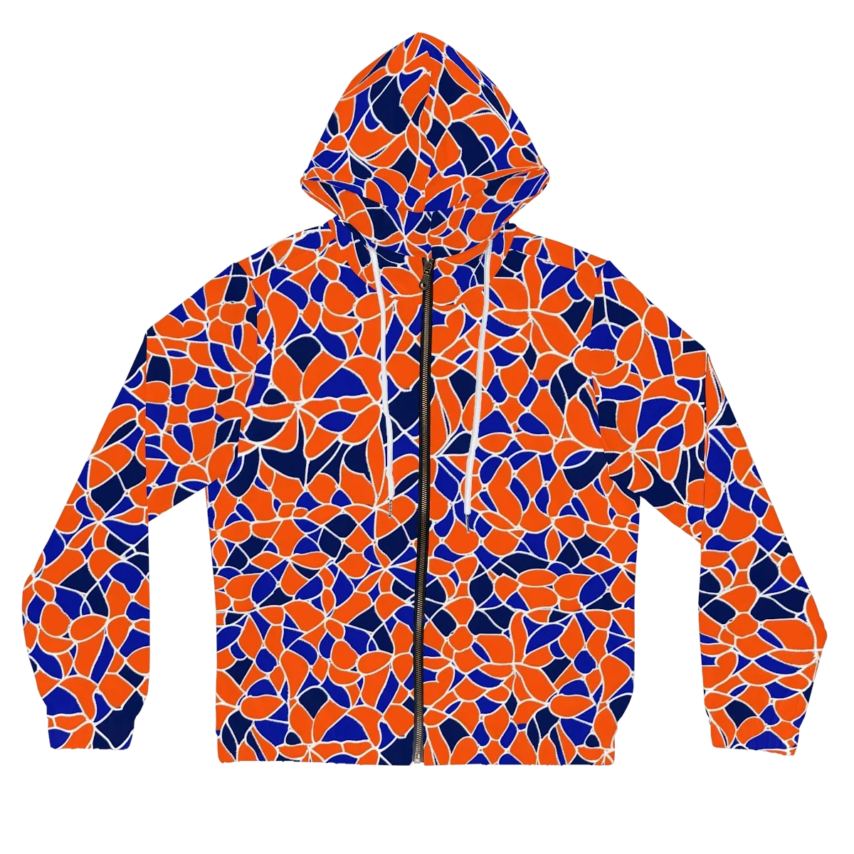 Navy Bloom Circuit on Women's Full-Zip Hoodie — Front