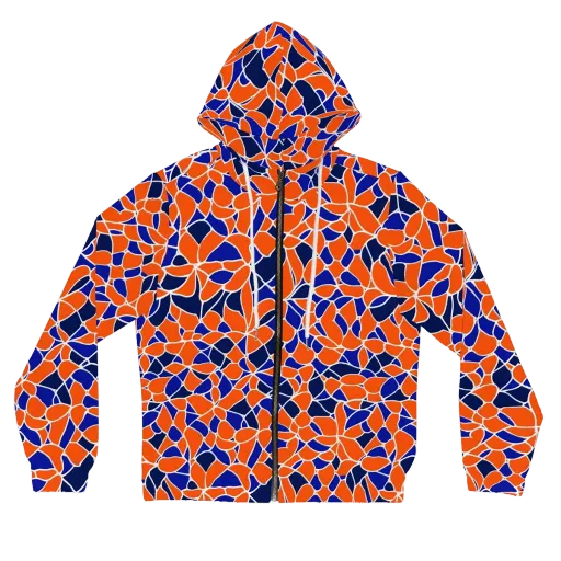 Navy Bloom Circuit on a Women's Full-Zip Hoodie