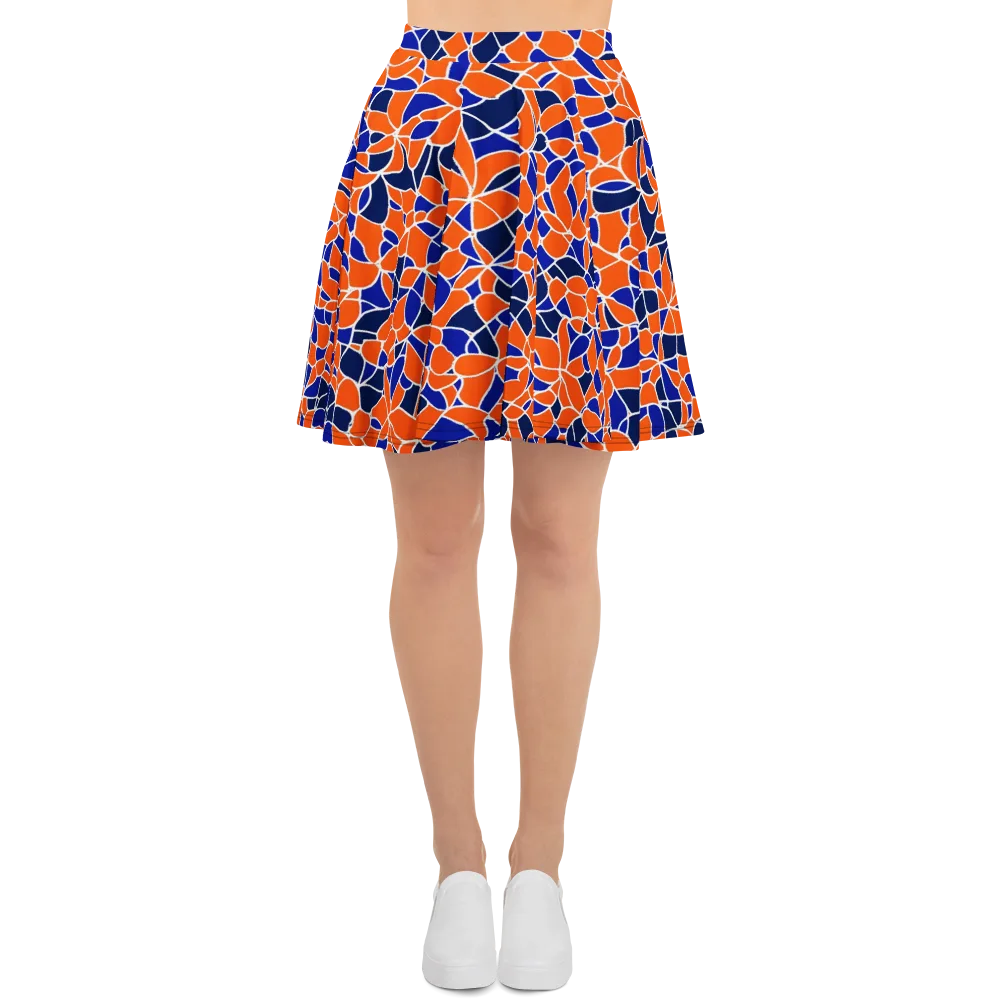 Navy Bloom Circuit on Skater Skirt — Front
