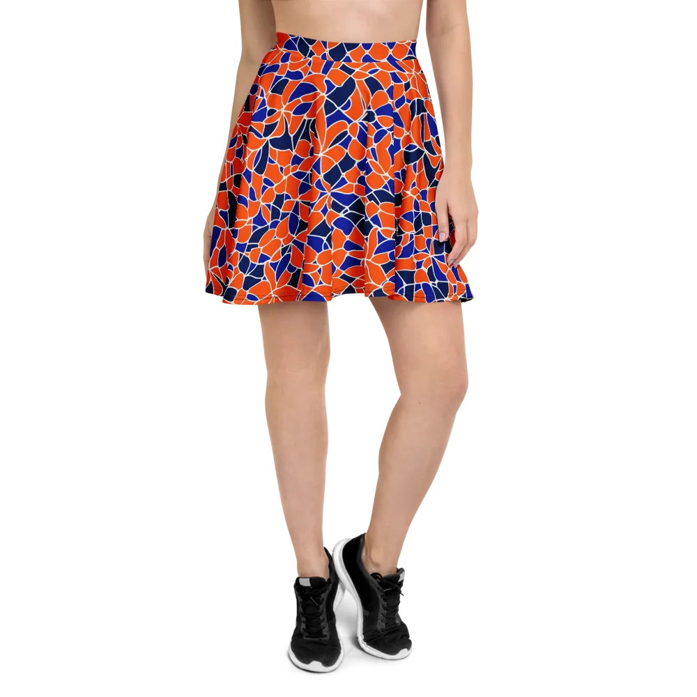 Navy Bloom Circuit on Skater Skirt — Front