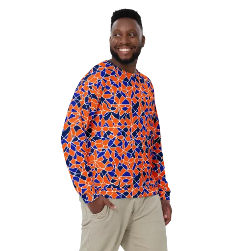 Navy Bloom Circuit on a Sweatshirt