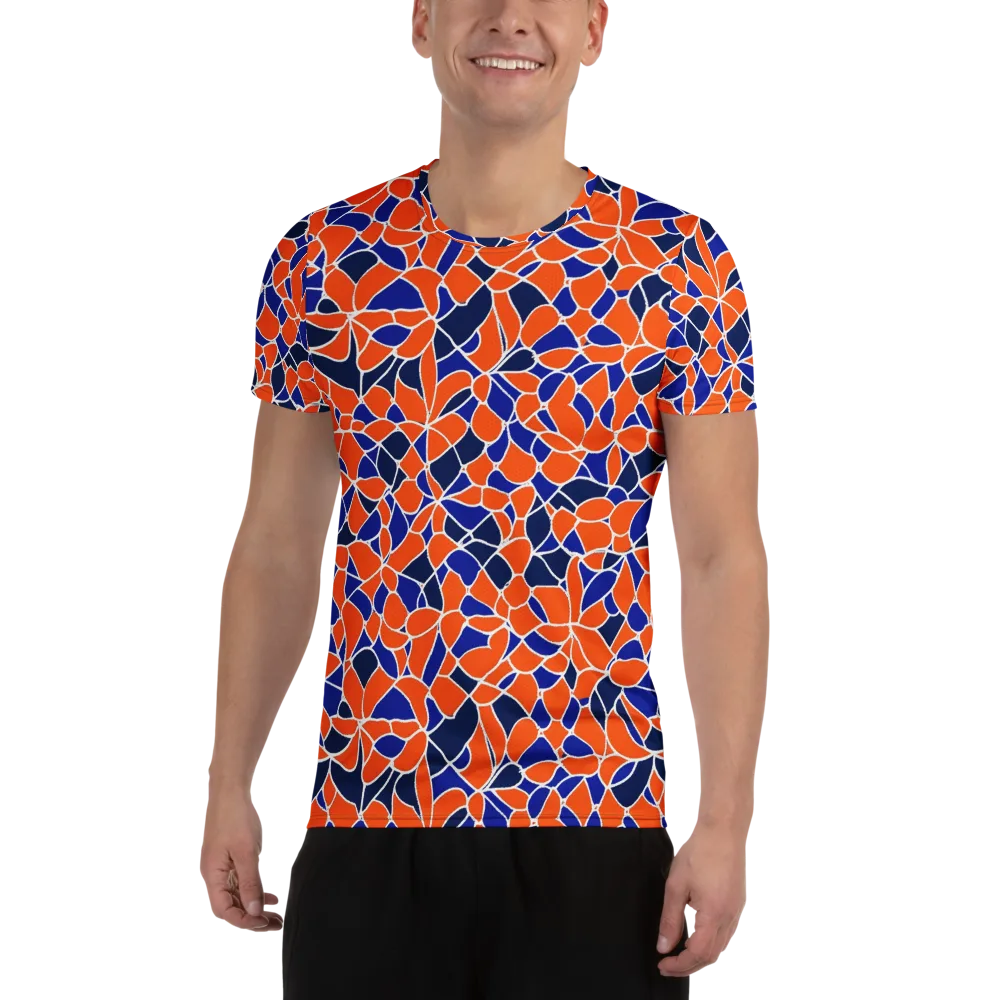 Navy Bloom Circuit on Men's Athletic T-Shirt — Front