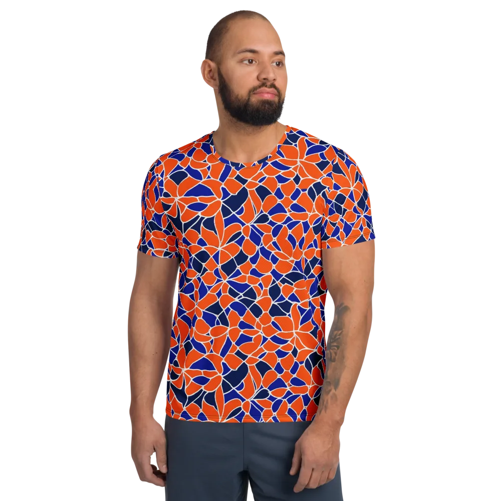 Navy Bloom Circuit on Men's Athletic T-Shirt — Front