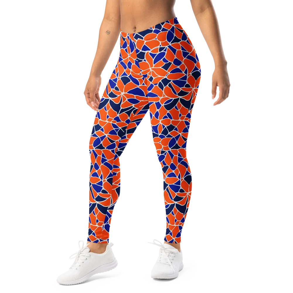 Navy Bloom Circuit on Leggings — Left Front