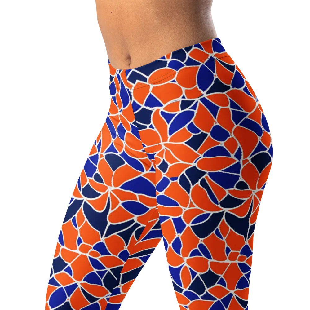 Navy Bloom Circuit on Leggings — Left Front