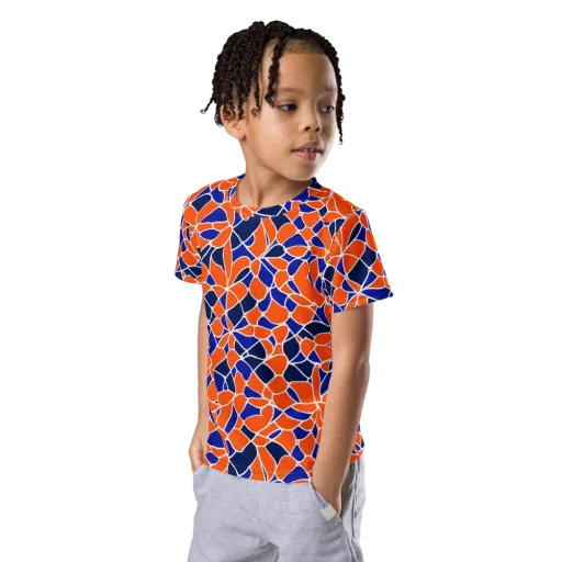 Navy Bloom Circuit on a Kids Crew Neck T-Shirt