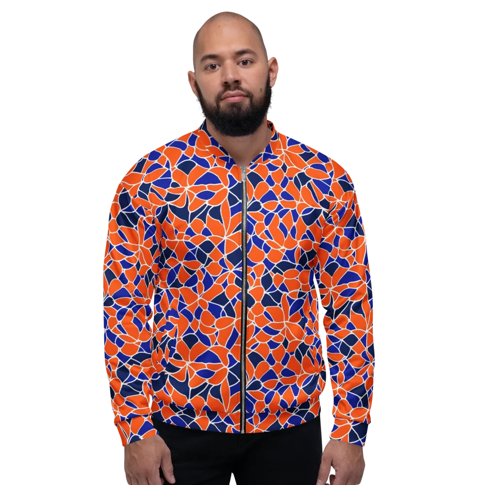Navy Bloom Circuit on Bomber Jacket — Front