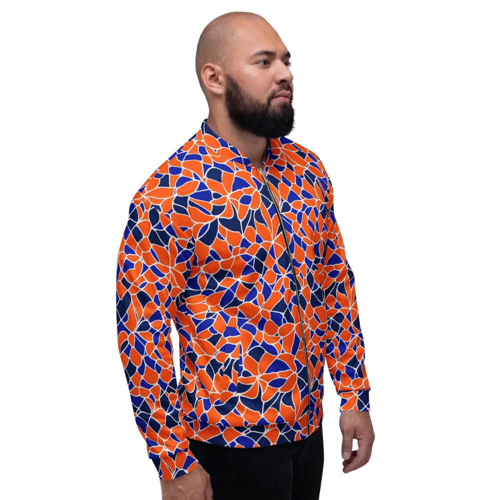 Navy Bloom Circuit on Bomber Jacket — Right