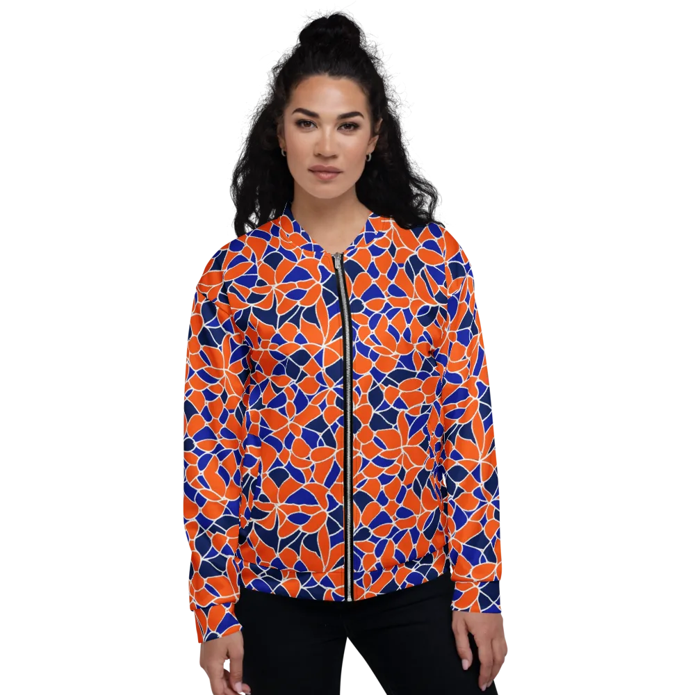 Navy Bloom Circuit on Bomber Jacket — Front