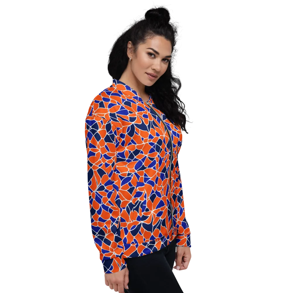 Navy Bloom Circuit on Bomber Jacket — Right