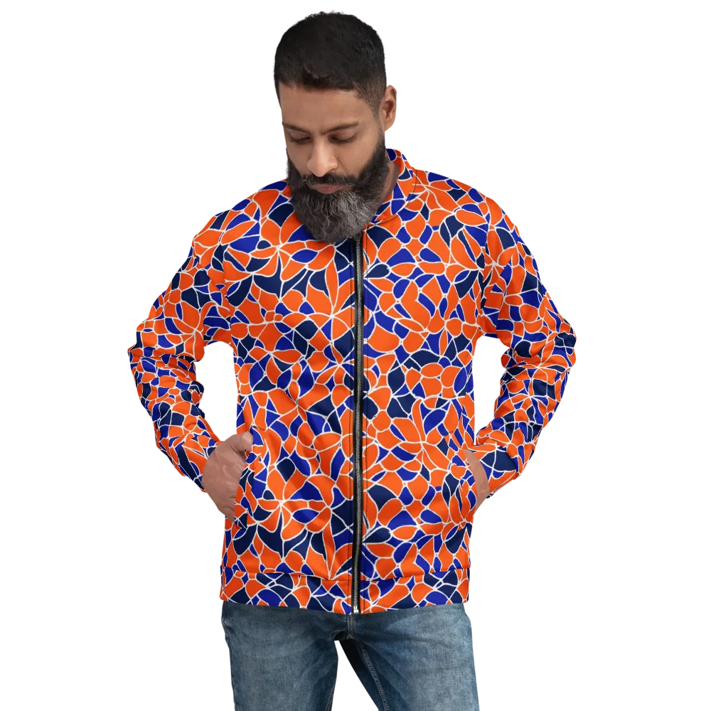 Navy Bloom Circuit on Bomber Jacket — Front