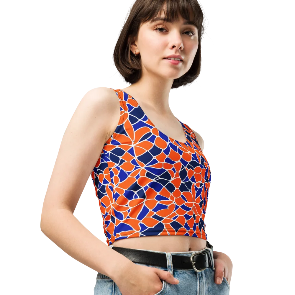 Navy Bloom Circuit on Crop Top — Right Front