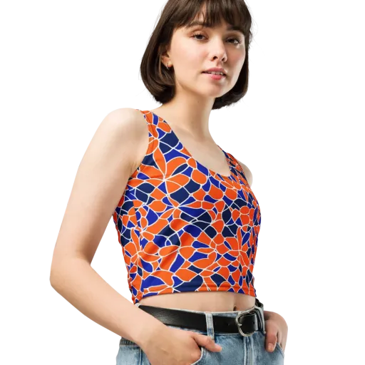 Navy Bloom Circuit on a Crop Top