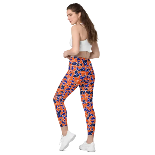 Navy Bloom Circuit on a Leggings with Pockets