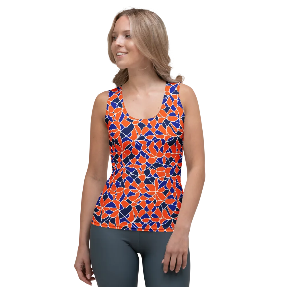 Navy Bloom Circuit on Women's Tank Top — Front