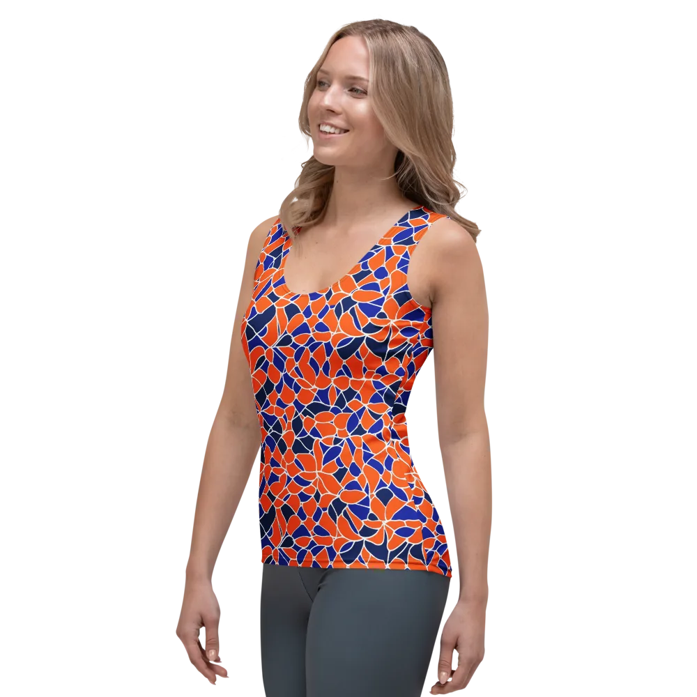 Navy Bloom Circuit on Women's Tank Top — Left Front