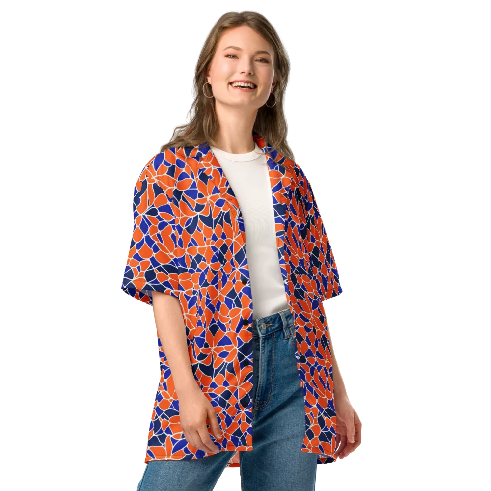 Navy Bloom Circuit on Button Shirt — Front