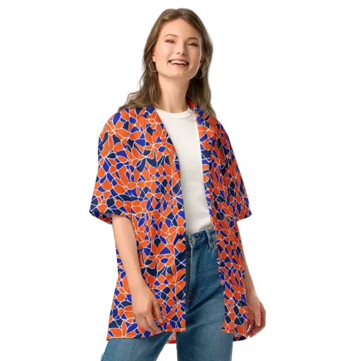 Navy Bloom Circuit on a Button Shirt