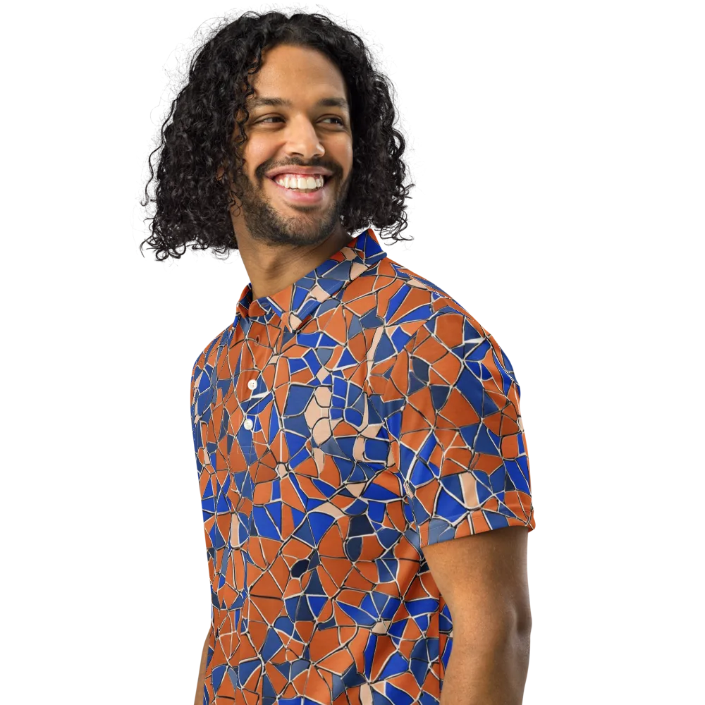 Cobalt Fissure on Men's Slim Fit Polo Shirt — Left Front